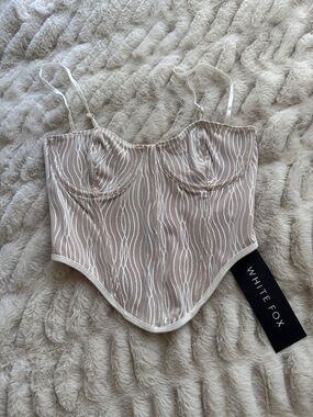 White Fox Boutique Nude Cream Patterned Bustier Top